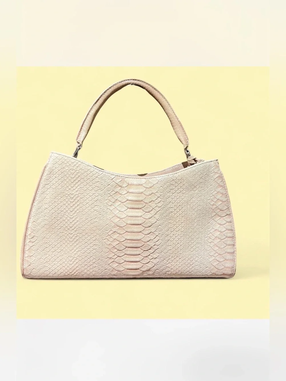 Brahmin Pale Pink Textured Snake-Embossed Top-Handle Crossbody Rare - Picture 1 of 7